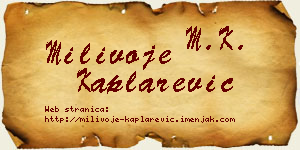 Milivoje Kaplarević vizit kartica